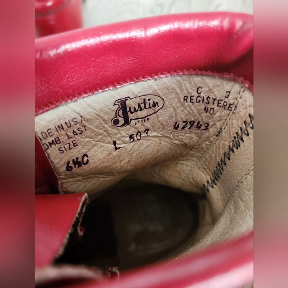 Vintage Justin Lace-Up Red Roper Boots Size 6.5C - Picture 4 of 8